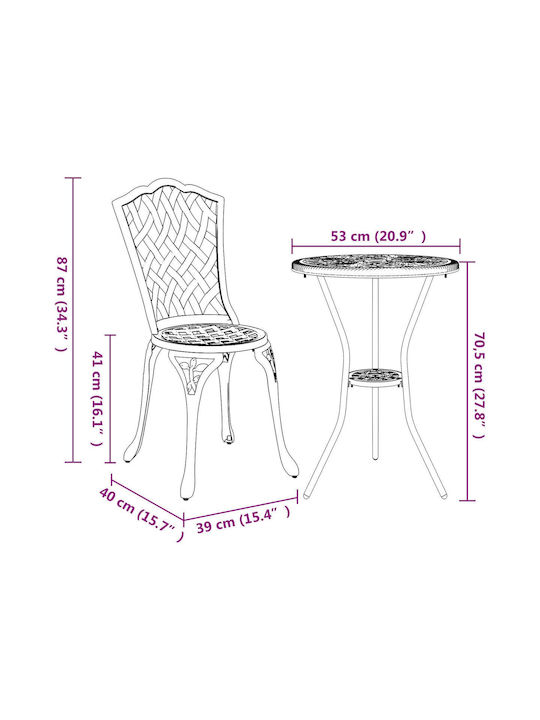 Dining Set for Small Outdoor Spaces 3 Pieces White