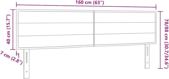 vidaXL Табла За Легло Текстил Светлосив 160x78см