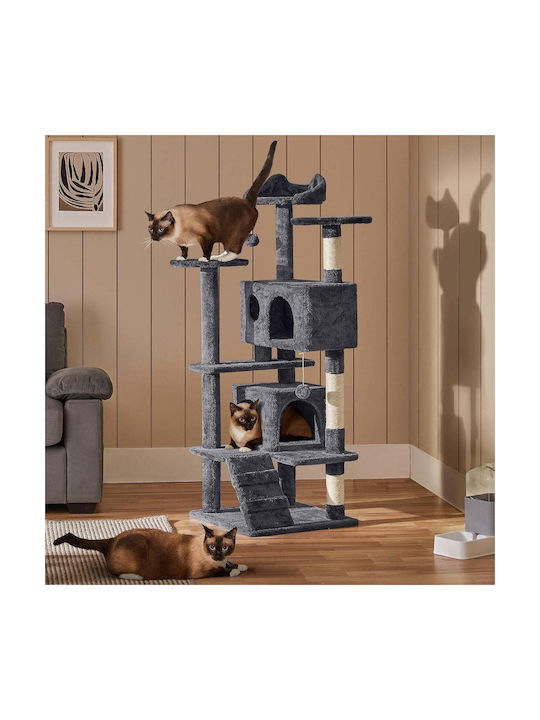 Wallex Scratching Post Cat Trees Gray Wall Mounted / Floor 7 levels 50x50x137cm