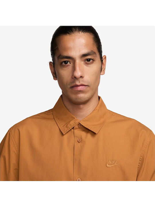 Club Short Sleeve Cotton Shirt in Regular Fit Orange