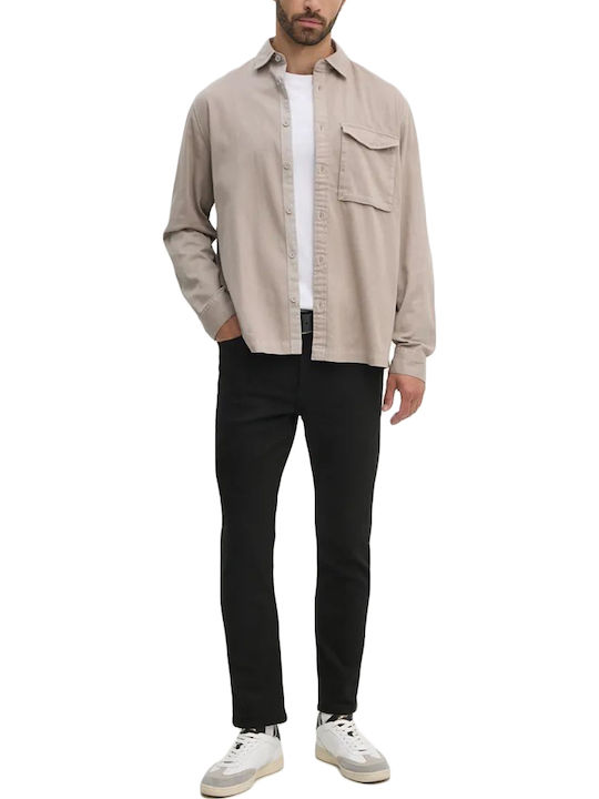 Long-sleeved Cotton Shirt Beige