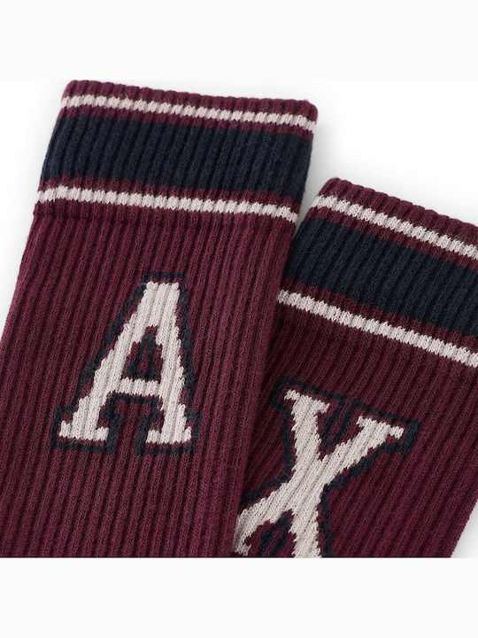 Armani Exchange Ανδρικές Κάλτσες Γκρι-μπορντώ