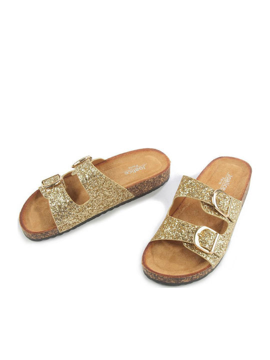 Flache Sandalen für Damen in Gold Farbe