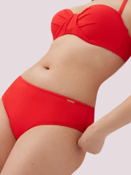 Bikini Slip Hohe Taille Deep Coral