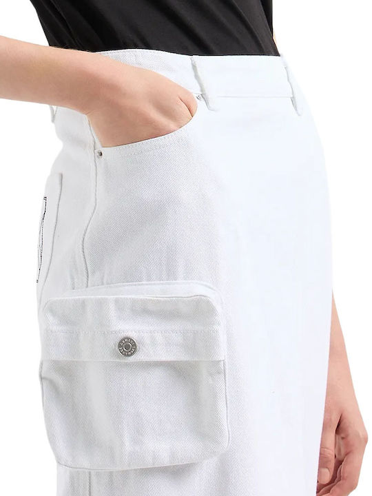 Denim Hoch tailliert Midi Rock White - Black