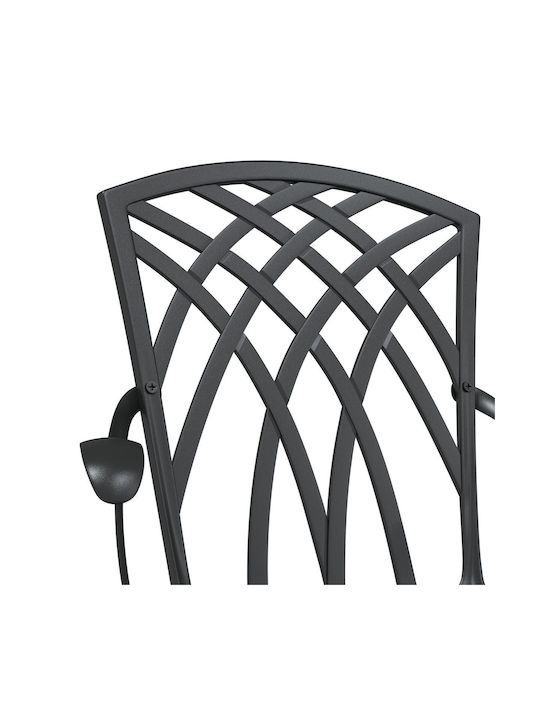 Outdoor Chair Aluminum Black Velvet-Black Metal with Cushion 2pcs 54x51x88cm