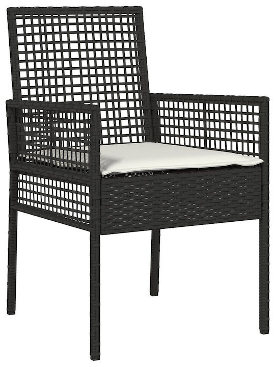 Fotoliu de exterior Rattan Negru cu pernă 2buc 53x60x85cm
