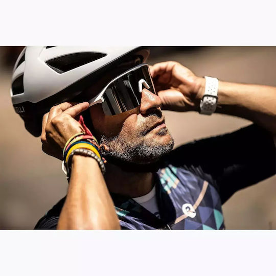 Rogelli Ventro Cycling Glasses White Taupe Brown Platinum Revo