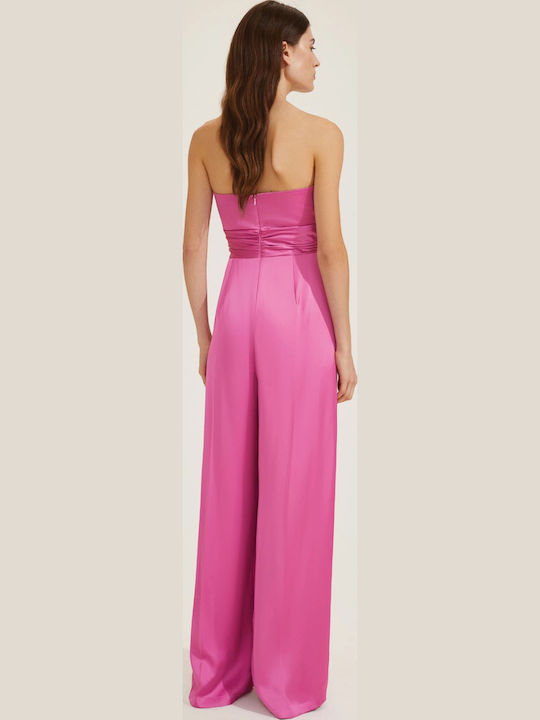 Γυναικεία Strapless Ολόσωμη Φόρμα Ροζ