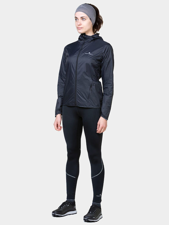 Γυναικείο Αμάνικο Μπουφάν Running Αντιανεμικό All Black, Μαύρο