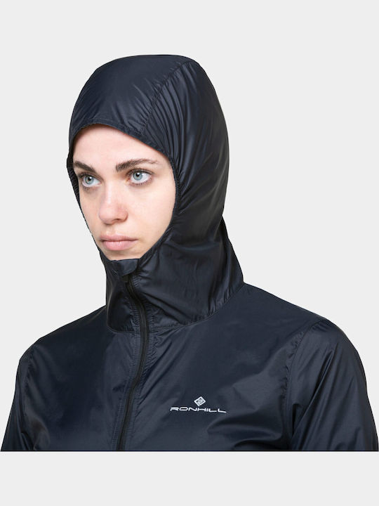 Γυναικείο Αμάνικο Μπουφάν Running Αντιανεμικό All Black, Μαύρο