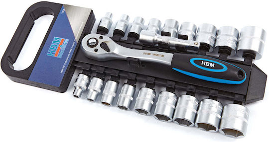 Ratchet Socket 3/8" Set 19 Pieces