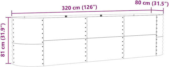 vidaXL Γλάστρα Μεταλλική Πράσινο 320x80x81εκ.