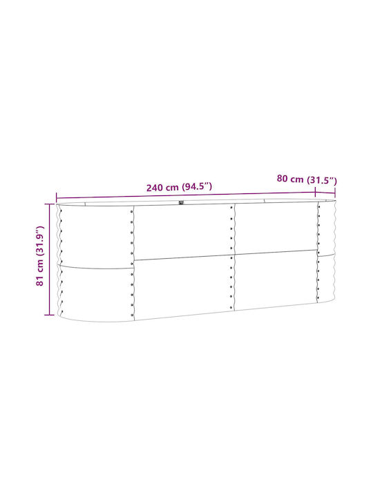 vidaXL Γλάστρα Μεταλλική Πράσινο 240x80x81εκ.