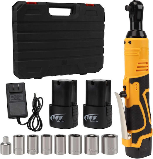 Cheie cu clichet electrică unghi de 90° 18v baterie 0-320 rpm 60nm putere 7 chei tubulare incluse LED integrat adaptor 3/8