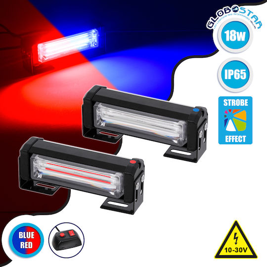GloboStar Μπάρα Σήμανσης Αυτοκινήτου LED 10 - 30V Αδιάβροχη με Κόκκινο Φωτισμό