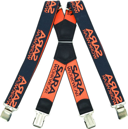 Elastic Work Suspenders Sara Workwear Graphite Fluorescent Orange