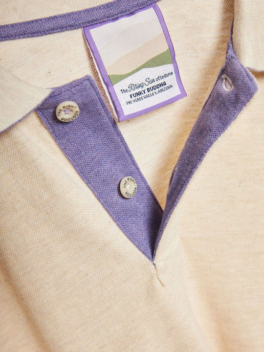 Funky Buddha Polo Μπλούζα Εκρού