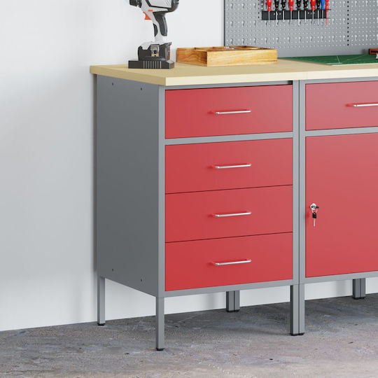 Laboratory Cabinet Red 50x55x85 cm Steel Red 4103461