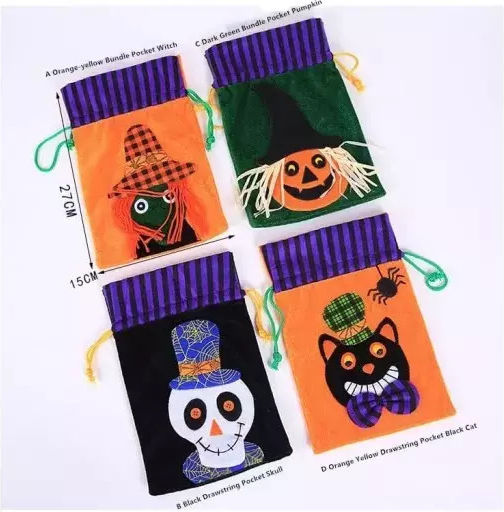 Bag for Gift with Theme "Halloween" Orange 15x2x27cm. 4pcs