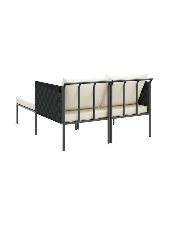 Deckchair Double Metallic with Cushion Gray 115x153x69.5cm.