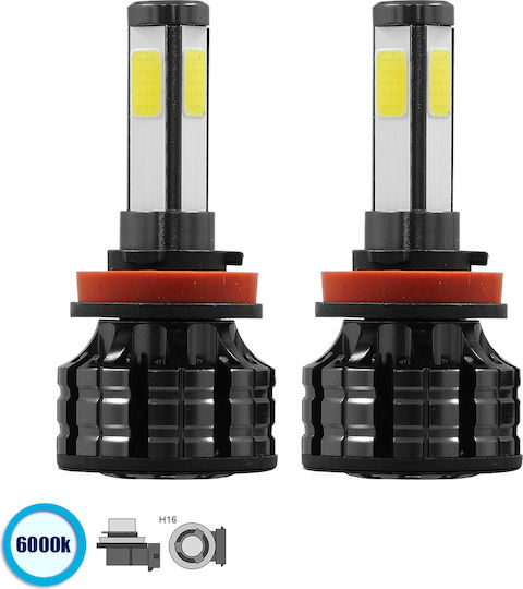 GloboStar Lampen Auto H16 Canbus LED 6000K Kaltes Weiß 12V 100W 2Stück
