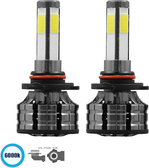 GloboStar Lampen Auto H10 Canbus LED 6000K Kaltes Weiß 12V 100W 2Stück