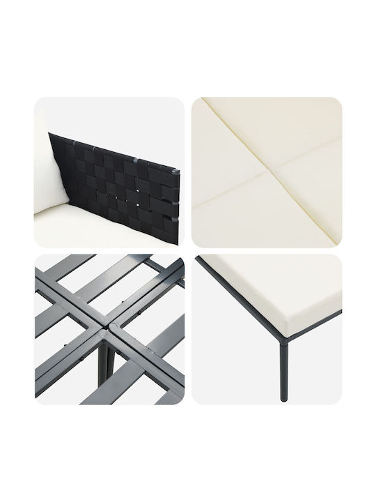 Deckchair Double Metallic with Cushion Gray 115x153x69.5cm.