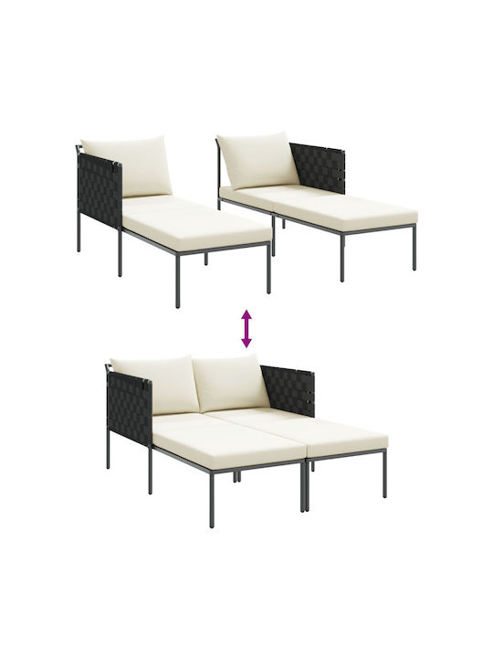 Deckchair Double Metallic with Cushion Gray 115x153x69.5cm.