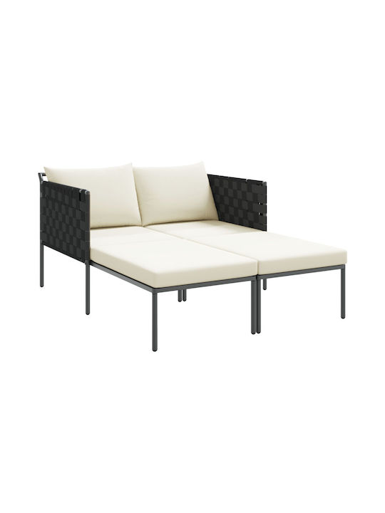 Deckchair Double Metallic with Cushion Gray 115x153x69.5cm.