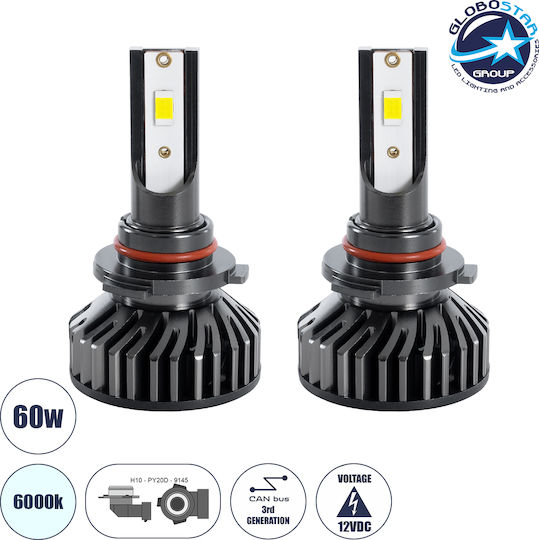 GloboStar Lampen Auto F2 Line H10 Canbus LED 6000K Kaltes Weiß 9-32V 100W 2Stück