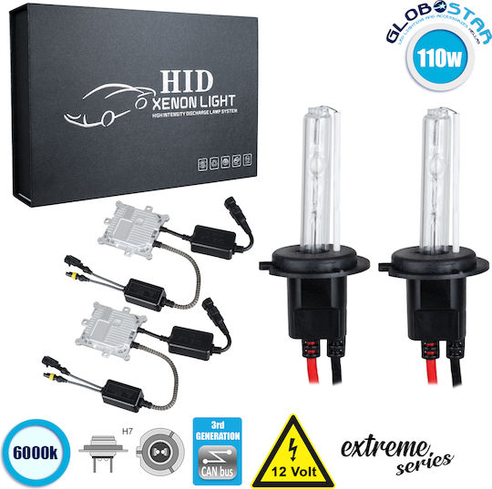 GloboStar Car Xenon Kit Extreme Series H7 CAN Bus 110W 12V 6000K Cold White