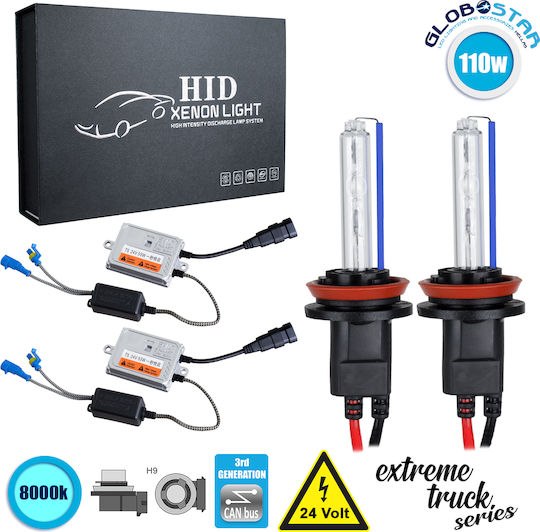 GloboStar Truck Xenon Kit Extreme Truck Series H9 CAN Bus 110W 24V 8000K Cold White