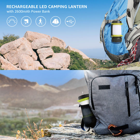 GloboStar Led Rechargeable Lantern for Camping with Flashlight 80lm 10W White