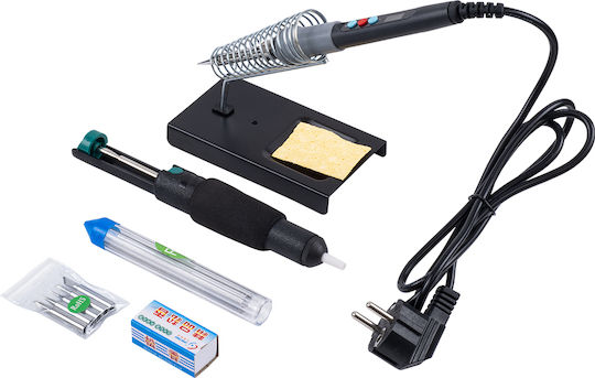 GloboStar 79978 Lötkolben Elektrisch mit Sockel, Leimtrommel, Seitenschneider, Pinzette, Stifte, Kali, Schnitte, Besteck, Servietten, tragbares Digitalmultimeter