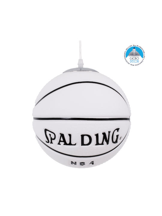 GloboStar Kids Glass Single Ceiling Light E27 Spalding Nba White 25x25cm