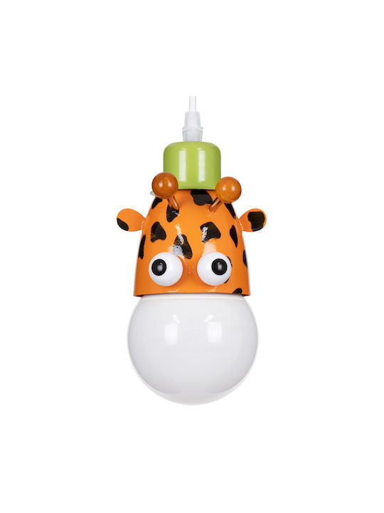GloboStar Single-Light Kids Ceiling Hanging Light Made of Metal with E27 Socket White Green Orange Black 10.5x13.5cm
