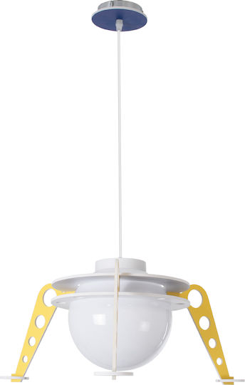 GloboStar Raumschiff-UFO Einfaches Licht Kinderdeckenleuchte Deckenleuchte mit Fassung E27 Gelb 58x24cm