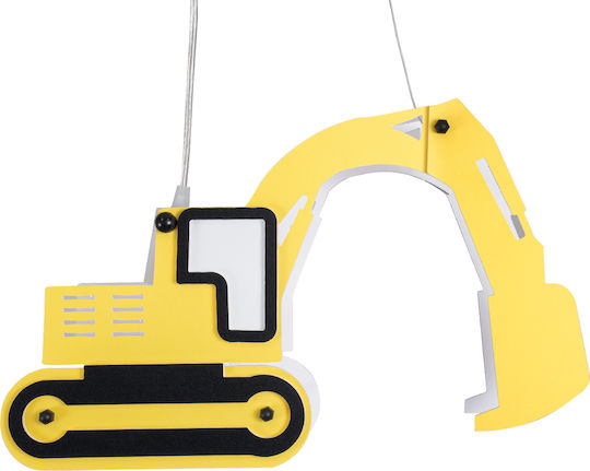 GloboStar Excavator Μονόφωτο Παιδικό Φωτιστικό Κρεμαστό από Πλαστικό με Υποδοχή E27 Κίτρινο 45x27cm