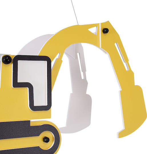 GloboStar Excavator Μονόφωτο Παιδικό Φωτιστικό Κρεμαστό από Πλαστικό με Υποδοχή E27 Κίτρινο 45x27cm