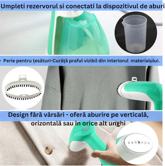 Arvada LC 201 Aparat de călcat cu abur pentru haine de Mână 1500W cu rezervor 300ml Verde