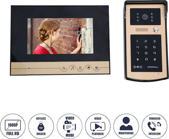 GloboStar Wireless Video Intercom Set Wi-Fi Black