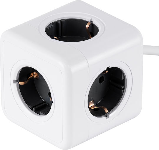GloboStar PowerCube mit Überspannungsschutz 5 Positionen mit Kabel 1.5m Gray