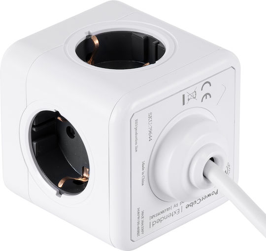 GloboStar PowerCube mit Überspannungsschutz 5 Positionen mit Kabel 1.5m Gray