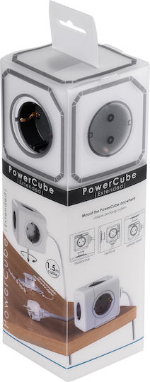 GloboStar PowerCube mit Überspannungsschutz 5 Positionen mit Kabel 1.5m Gray