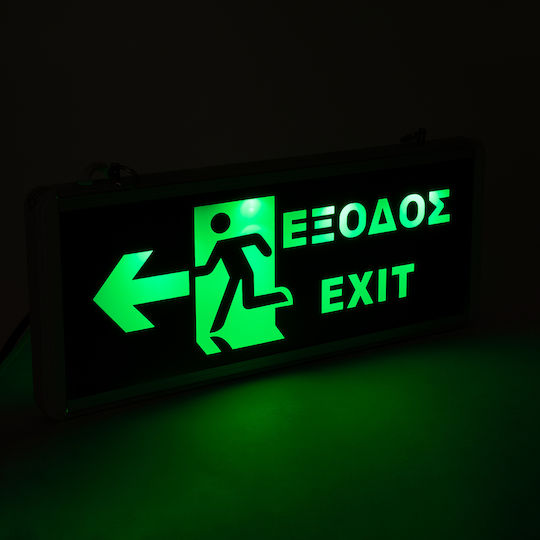 Globostar Sensati Decorative Wall Emergency Light Sign Indicator "Exit & Arrow" LED L35 X W14 X H2.3cm
