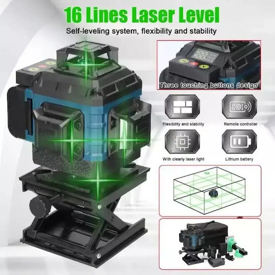 Αυτορυθμιζόμενο Γραμμικό Αλφάδι Laser Πράσινης Δέσμης με Εύρος Εργασίας 30m