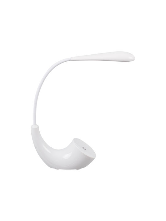 GloboStar Tesler Επαναφορτιζόμενο LED Φωτιστικό Γραφείου με Εύκαμπτο Βραχίονα σε Λευκό Χρώμα