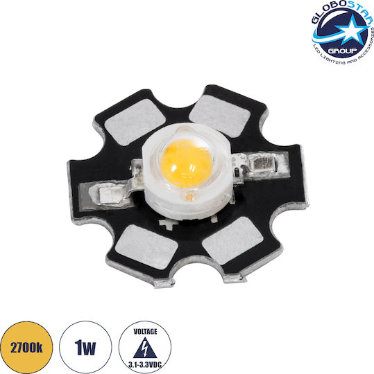 GloboStar LED Chip 3.2V 1W Θερμό Λευκό 1τμχ 73743
