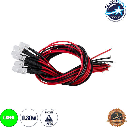 GloboStar LED 12V 0.3W Πράσινο 10τμχ 73733